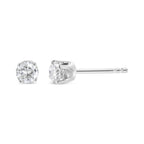 14K White Gold 1.0 Cttw 4-Prong Set Brilliant Round-Cut Solitaire Lab Grown Diamond Push Back Stud Earrings (E-F Color, VVS2-VS1 Clarity)