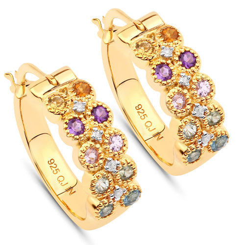 0.76 Carat Genuine Multi-Stone .925 Sterling Silver Earrings