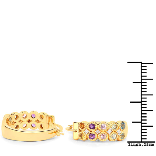 0.76 Carat Genuine Multi-Stone .925 Sterling Silver Earrings