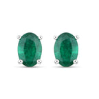 1.44 Carat Genuine Zambian Emerald 14K White Gold Earrings