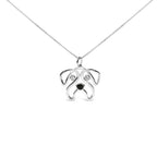 .925 Sterling Silver Diamond Accent Pug Dog Pendant Necklace (I-J Color, I2-I3 Clarity) - 18" Inches