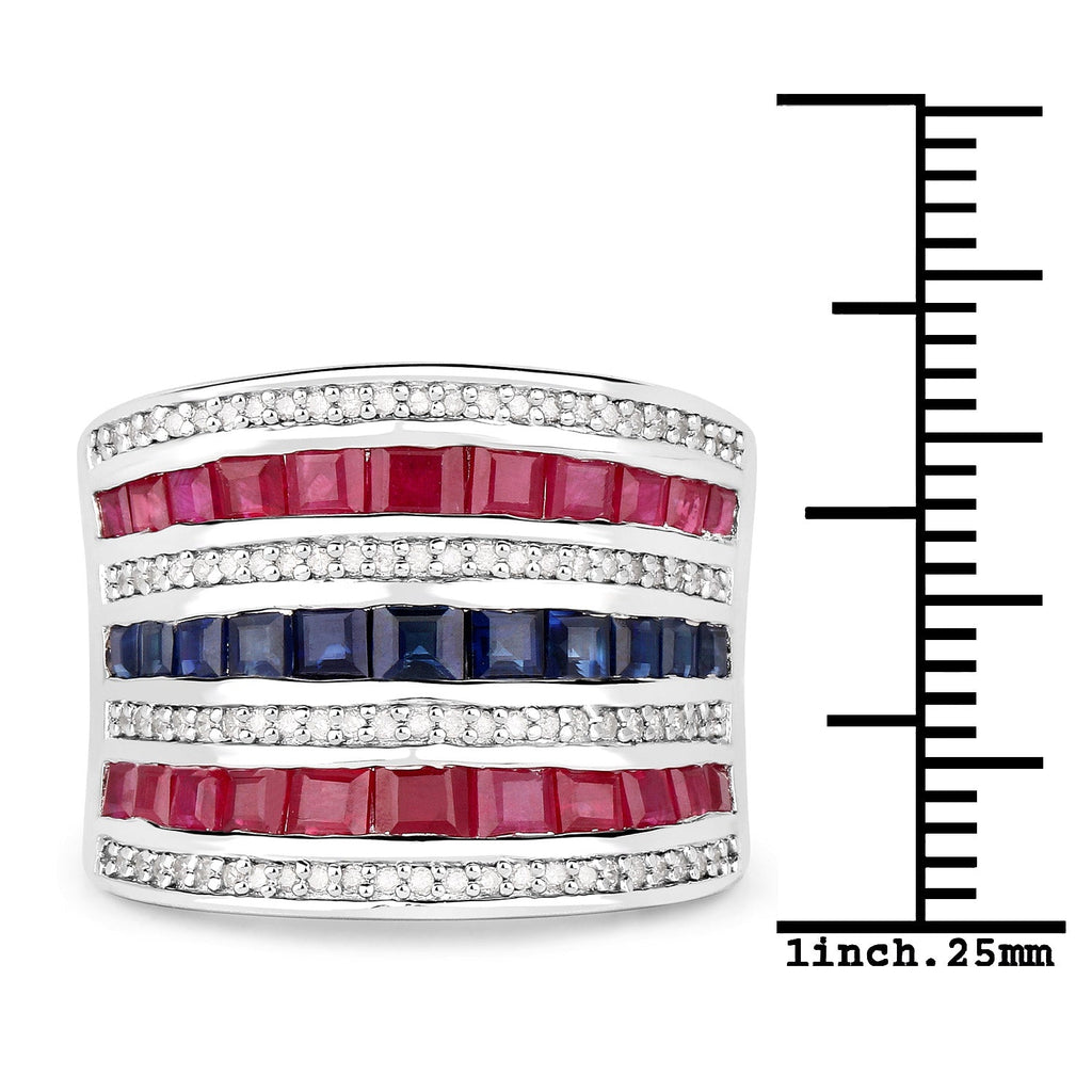 3.36 Carat Genuine Multi-Stone .925 Sterling Silver Ring