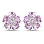 18K White Gold Plated 7.74 Carat Genuine Pink Amethyst and White Topaz .925 Sterling Silver Earrings