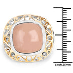 Two Tone Plated 12.80 Carat Genuine Moonstone .925 Sterling Silver Ring
