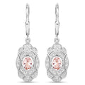 1.04 Carat Genuine Morganite and White Topaz .925 Sterling Silver Earrings