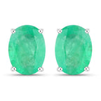 2.40 Carat Genuine Zambian Emerald 10K White Gold Earrings