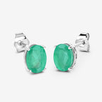 2.40 Carat Genuine Zambian Emerald 10K White Gold Earrings
