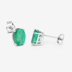 2.40 Carat Genuine Zambian Emerald 10K White Gold Earrings