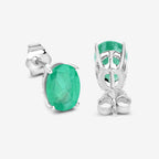 2.40 Carat Genuine Zambian Emerald 10K White Gold Earrings