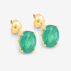 2.40 Carat Genuine Zambian Emerald 10K Yellow Gold Earrings