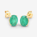 2.40 Carat Genuine Zambian Emerald 10K Yellow Gold Earrings