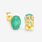 2.40 Carat Genuine Zambian Emerald 10K Yellow Gold Earrings