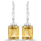 5.63 Carat Genuine Citrine and White Topaz .925 Sterling Silver Earrings
