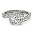 14k White Gold Round Diamond Bypass Style Engagement Ring (1 1/2 ctw)