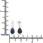 1.65 Carat Genuine Blue Sapphire and White Diamond 10K White Gold Earrings
