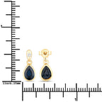 1.65 Carat Genuine Blue Sapphire and White Diamond 10K Yellow Gold Earrings