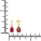 1.65 Carat Genuine Ruby and White Diamond 10K Yellow Gold Earrings