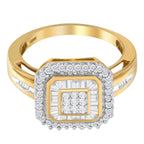 10K Yellow Gold 1/2 Cttw Diamond Square Cluster Cocktail Ring