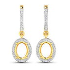 0.32 Carat Genuine White Diamond 14K Yellow Gold Semi Mount Earrings - holds 8x6mm Oval Gemstones
