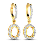 0.32 Carat Genuine White Diamond 14K Yellow Gold Semi Mount Earrings - holds 8x6mm Oval Gemstones