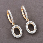 0.32 Carat Genuine White Diamond 14K Yellow Gold Semi Mount Earrings - holds 8x6mm Oval Gemstones