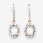 0.32 Carat Genuine White Diamond 14K Yellow Gold Semi Mount Earrings - holds 8x6mm Oval Gemstones