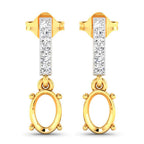 0.14 Carat Genuine White Diamond 14K Yellow Gold Semi Mount Earrings - holds 7x5mm Oval Gemstones