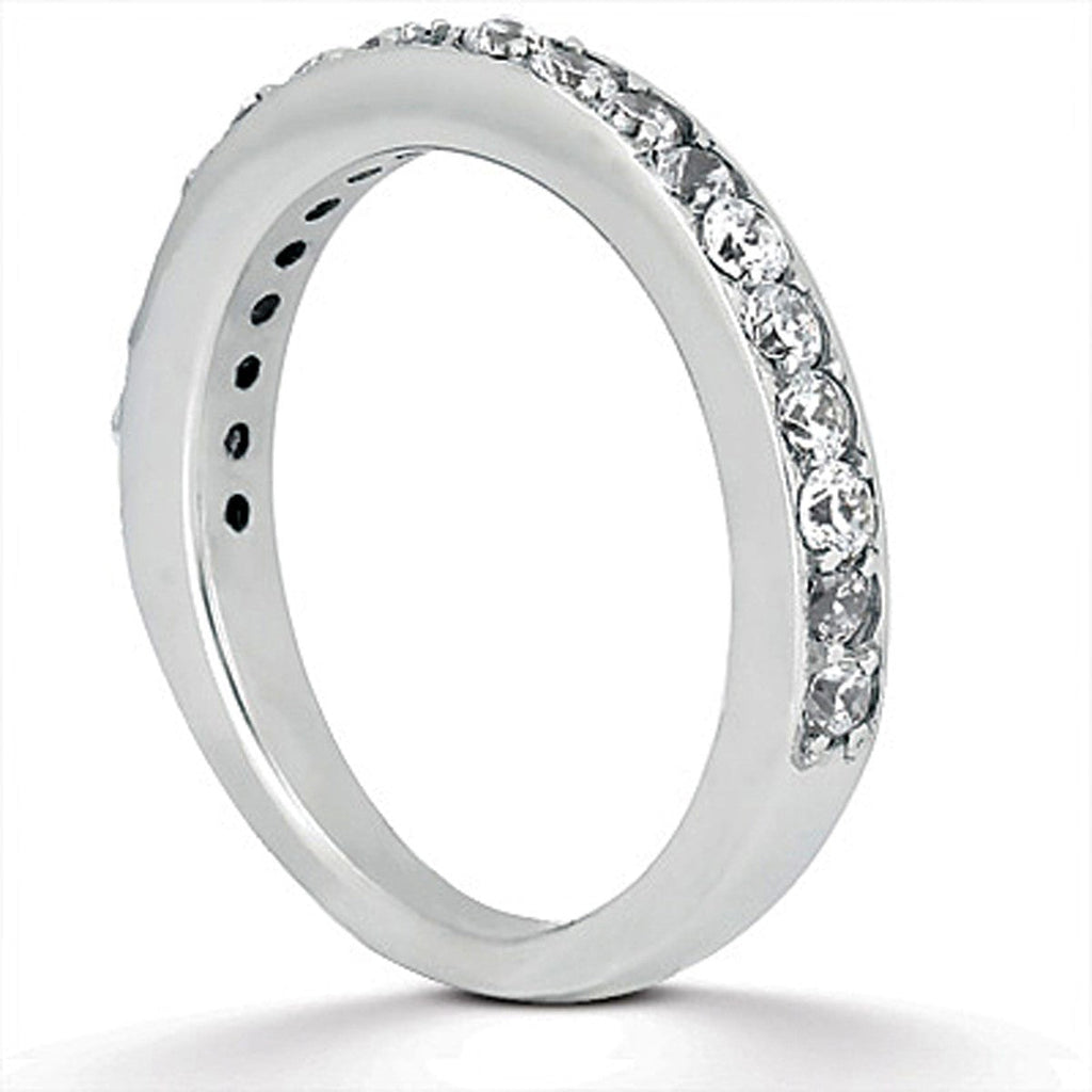 14k White Gold Pave Diamond Wedding Ring Band Set Half Eternity