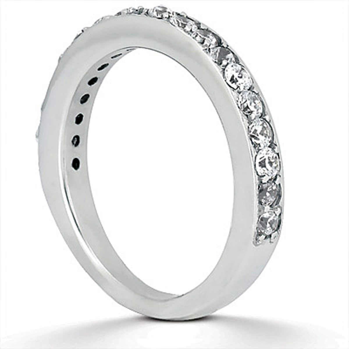 14k White Gold Pave Diamond Wedding Ring Band Set Half Eternity