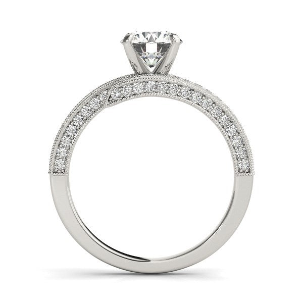 14k White Gold Round Diamond Bypass Style Engagement Ring (1 1/2 ctw)