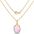 14K Yellow Gold Plated 11.75 Carat Genuine Opal Pink and White Topaz .925 Sterling Silver Pendant
