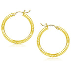 10k Yellow Gold Diamond Cut Hoop Earrings (25mm)