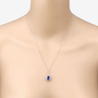 3.05 Carat Genuine Tanzanite and White Diamond 14K White Gold Pendant