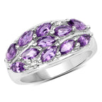 1.67 Carat Genuine Amethyst and White Topaz .925 Sterling Silver Ring