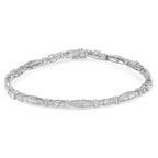 10K White Gold Geometric Pattern Diamond Tennis Bracelet (3 cttw, H-I Color, SI2-I1 Clarity)