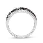0.80 Carat Genuine Blue Diamond and White Diamond .925 Sterling Silver Ring