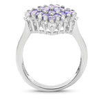 2.40 Carat Genuine Tanzanite and White Topaz .925 Sterling Silver Ring