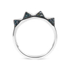 14K White Gold 1/4 Carat Total Weight Treated Blue Diamond Pyramid Band Ring (Blue Color, SI1-SI2 Clarity)- Size 7