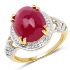 Anillo de plata de ley .925 chapado en oro amarillo de 14 quilates con rubí genuino relleno de vidrio de 4.46 quilates