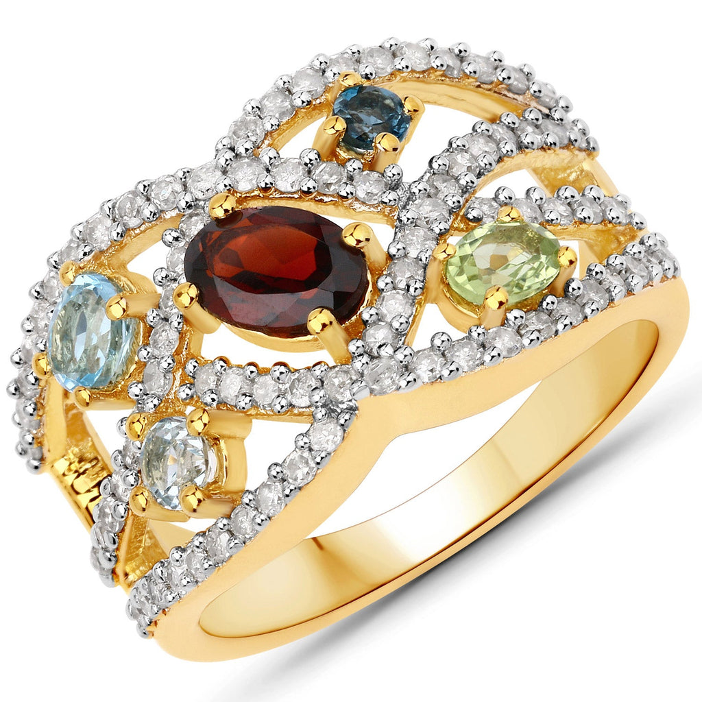 1.76 Carat Genuine Multi-Stone .925 Sterling Silver Ring