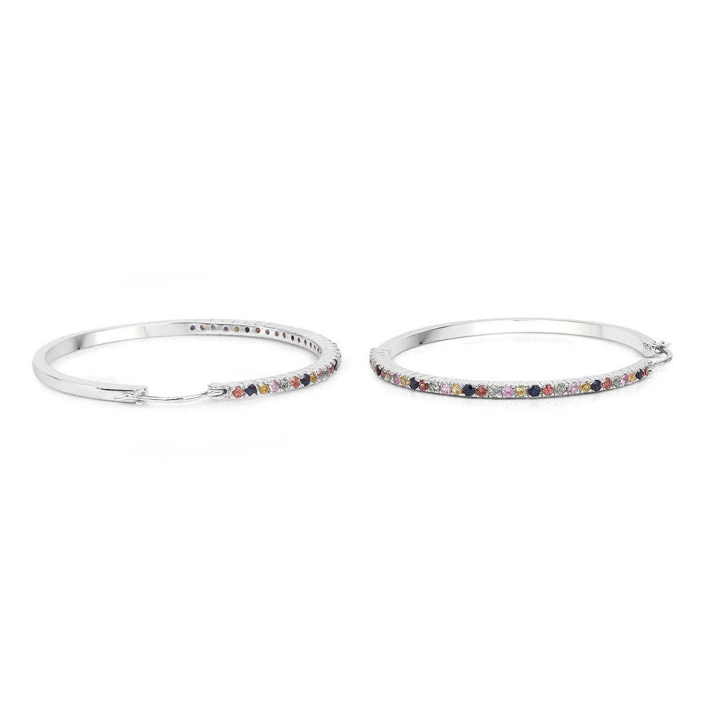 2.24 Carat Genuine Multi-Sapphire .925 Sterling Silver Earrings