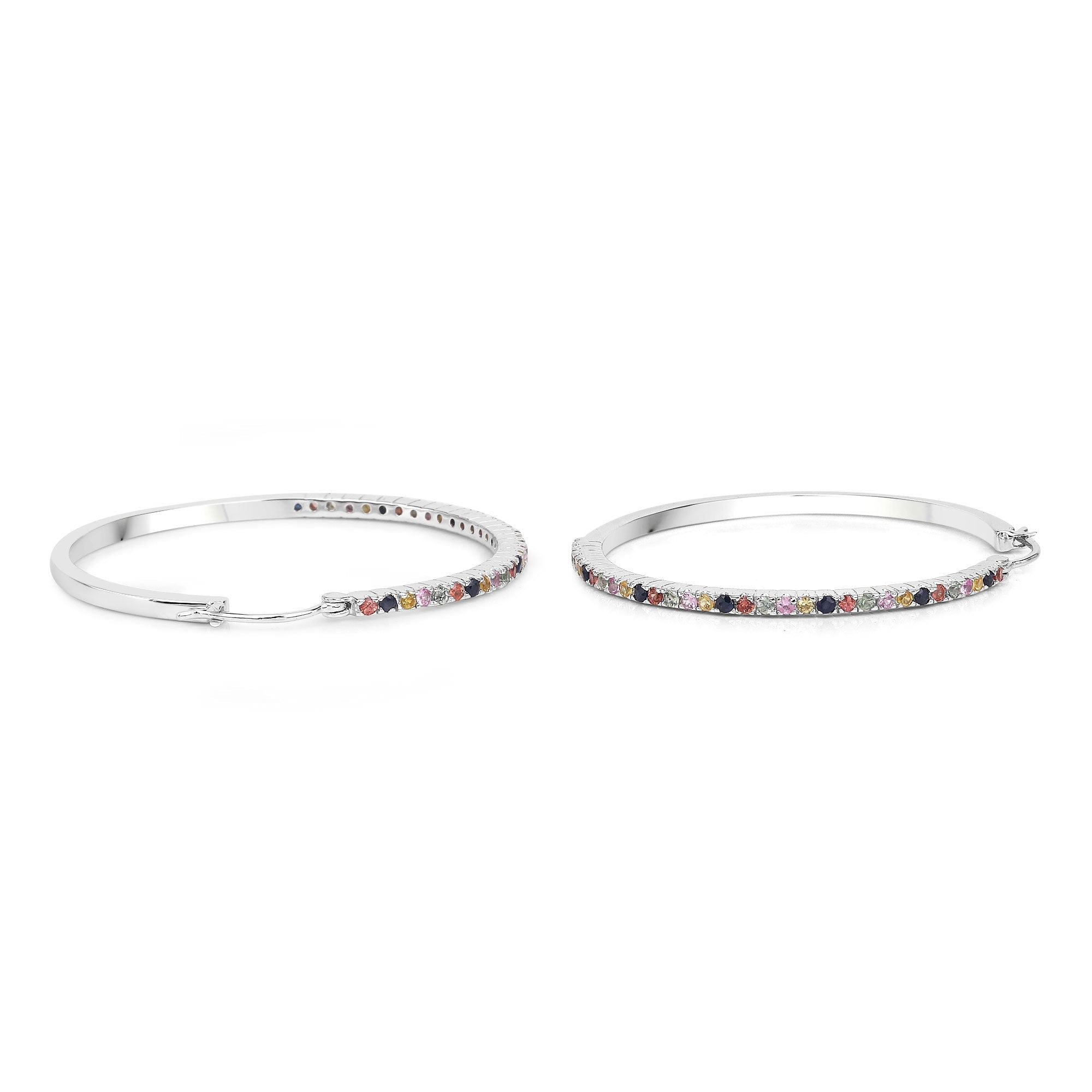 2.24 Carat Genuine Multi-Sapphire .925 Sterling Silver Earrings