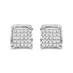 10K White Gold 1/2 Cttw Princess Cut Diamond Square Shaped Multi Stone Stud Earrings (H-I Color, SI1-SI2 Clarity)