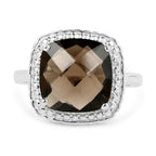 3.96 Carat Genuine Smoky Quartz .925 Sterling Silver Ring