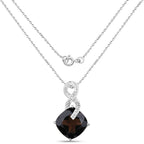 12.36 Carat Genuine Smoky Quartz and White Topaz .925 Sterling Silver Pendant
