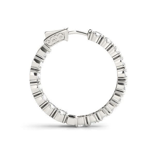 14k White Gold Two-Sided Prong Set Diamond Hoop Earrings (3 1/2 cttw)