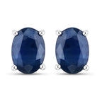 1.90 Carat Genuine Blue Sapphire 14K White Gold Earrings