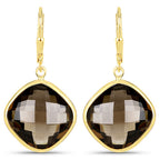 21.40 Carat Genuine Smoky Quartz .925 Sterling Silver Earrings