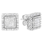 10K White Gold 1/2 cttw Invisible Set Princess-Cut Diamond Square Stud Earrings (I-J Color, I1-I2 Clarity)
