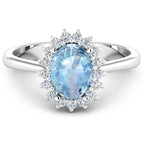 1.62 Carat Genuine Aquamarine and White Diamond 14K White Gold Ring